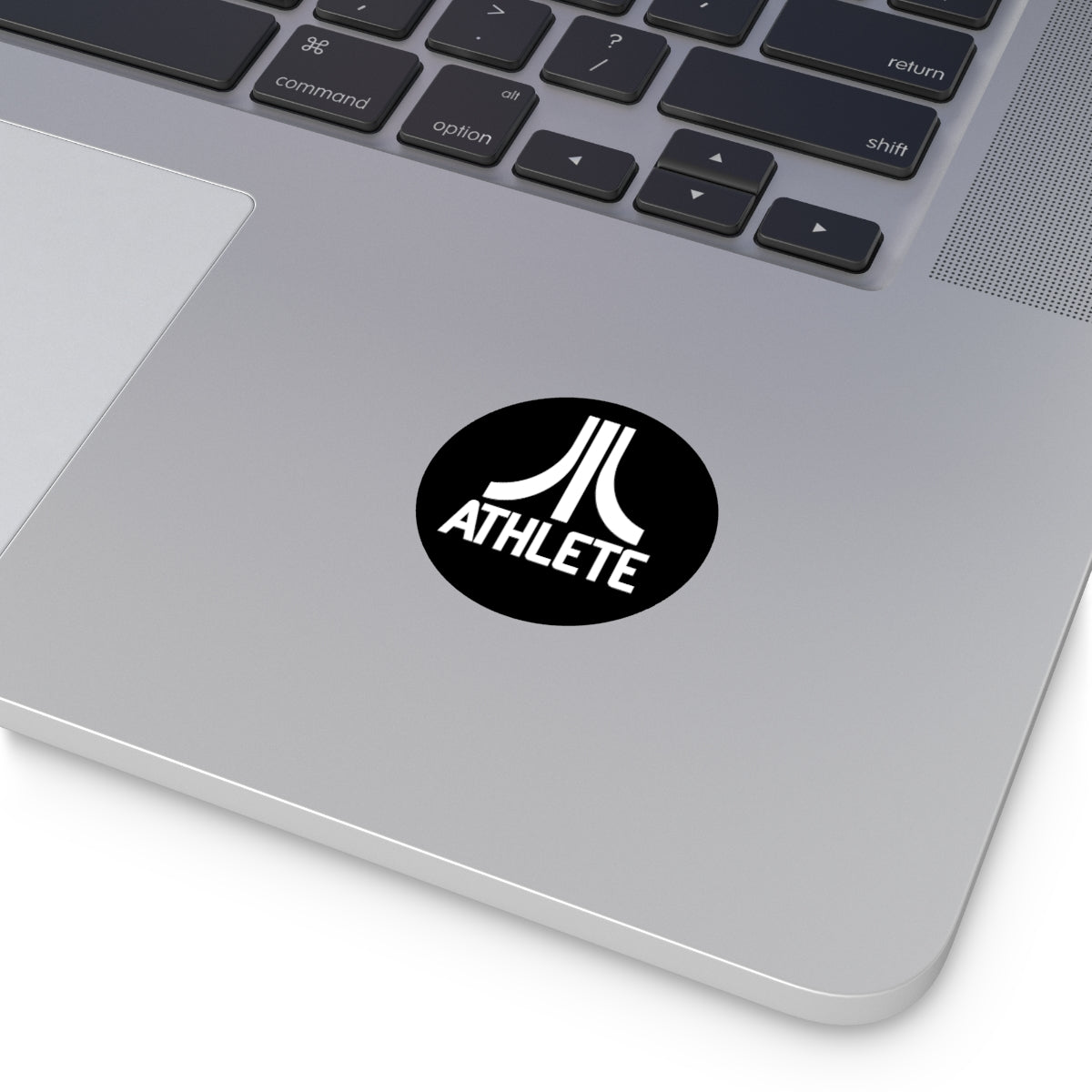 Retro Athlete sticker (white on black)