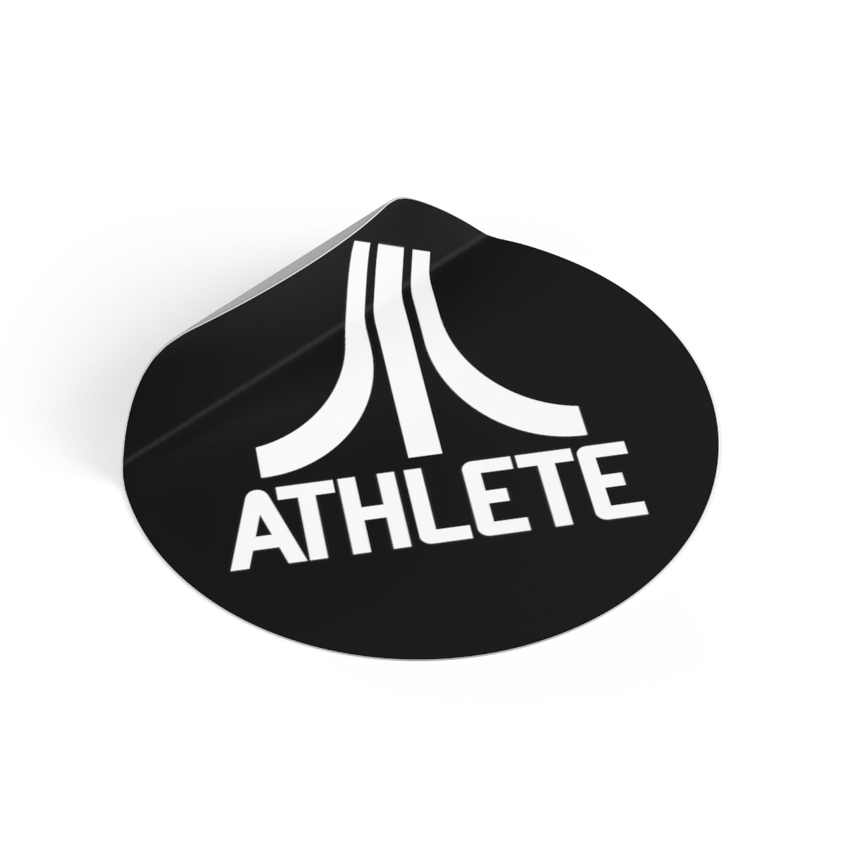 Retro Athlete sticker (white on black)