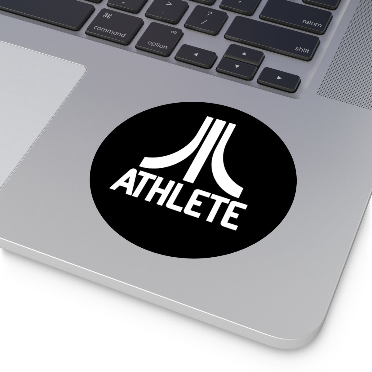 Retro Athlete sticker (white on black)